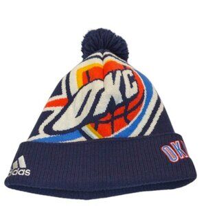 Adidas NBA Licensed Oklahoma City OKC Thunder Cuffed Knit Pom-pom Beanie